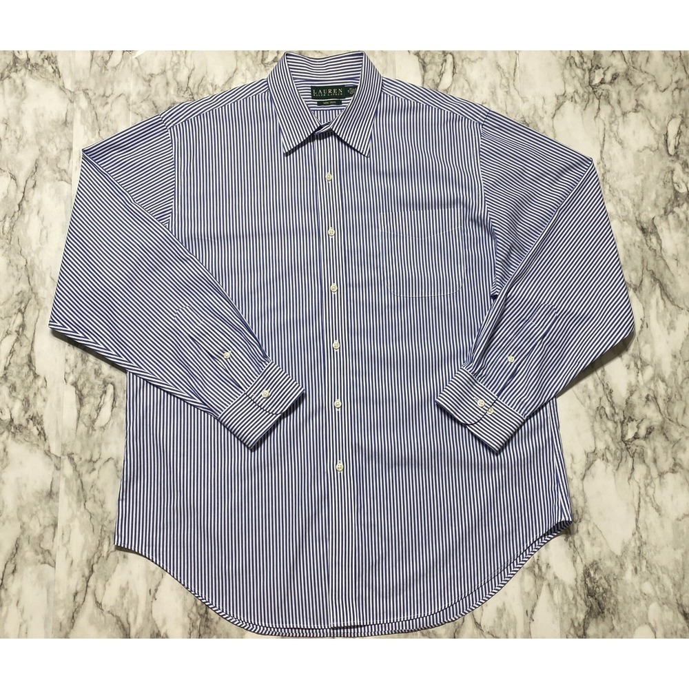 Lauren Ralph Lauren Green Label Long Sleeve Non Iron Dress Shirt 17 34/35 Stripe